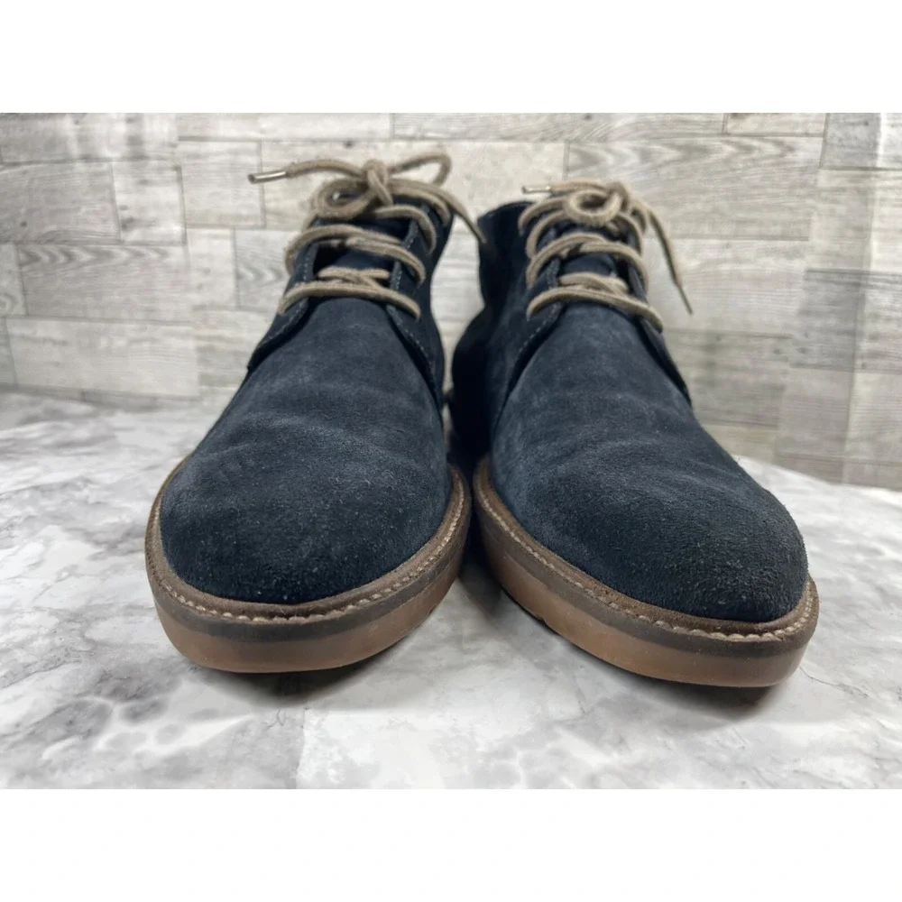 Clarks Bushacre Blue Suede Chukka Boots Mens 9.5M Lace Up Career Work Shoes